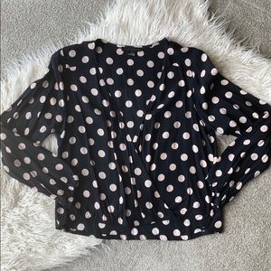 Sanctuary Black Dot wrap top Sz M lknew anthro